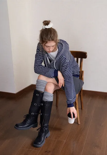 Striped Zip Up Hoodie