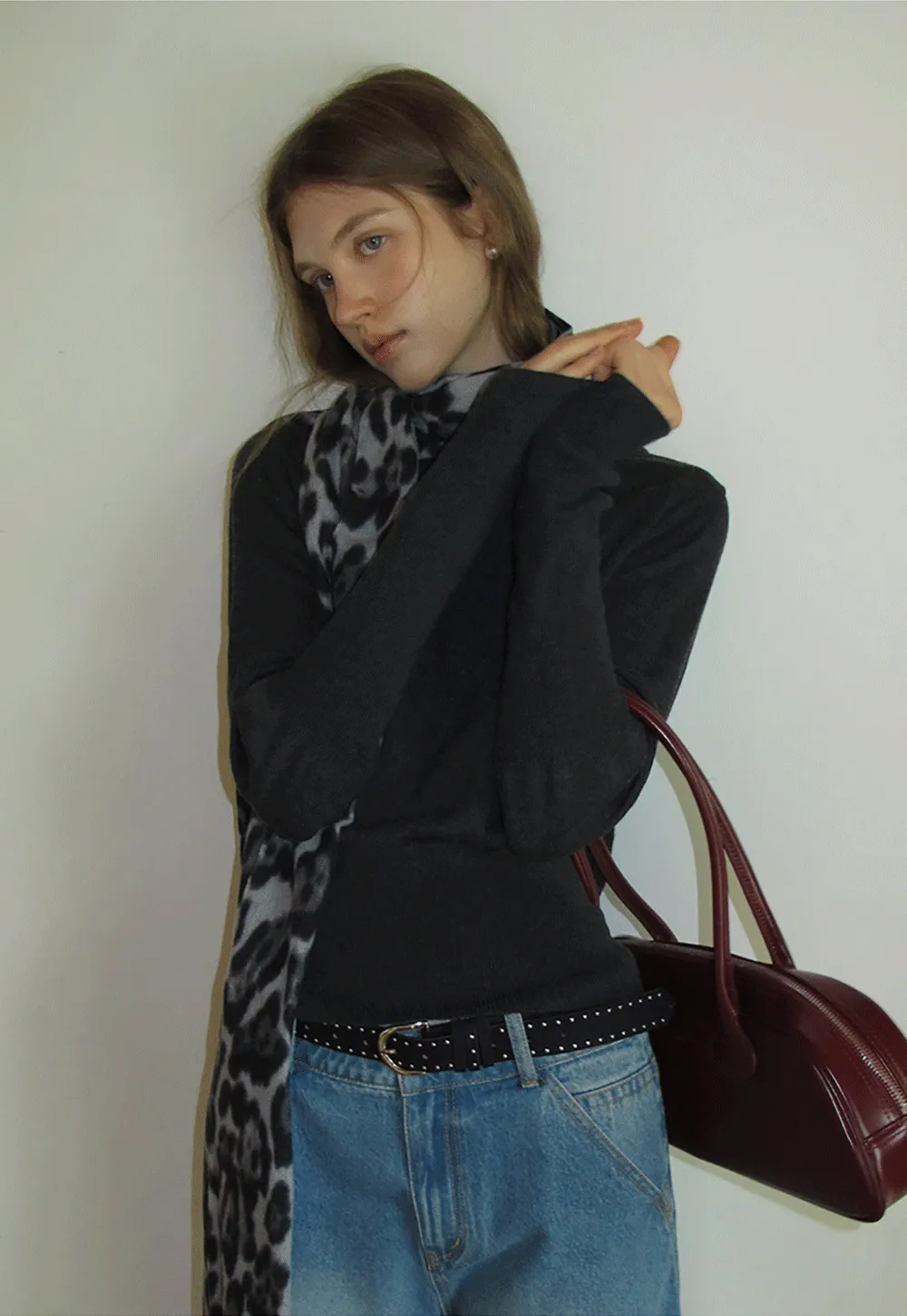 Casual Basic Knitwear, Classic Round Neck Long Sleeve Top