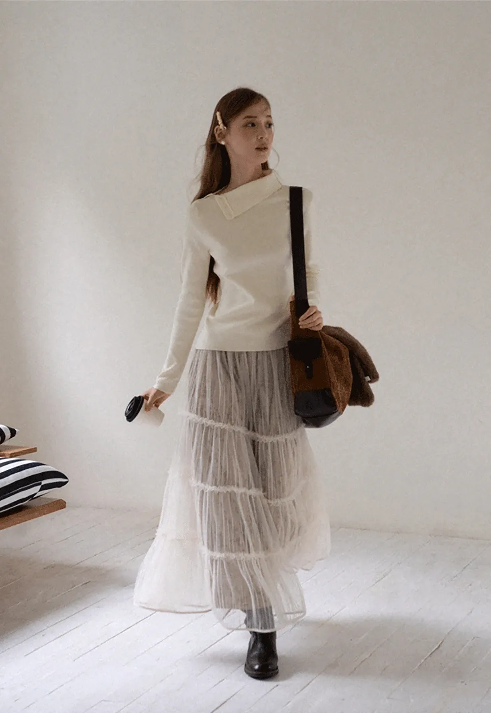 Women Romantic Layered Tulle Midi Skirt