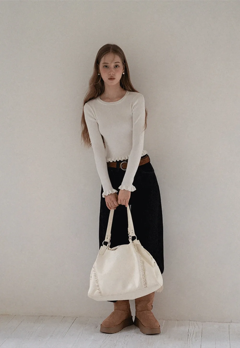 Women Minimalist Knit Long Sleeve Slim Fit Sweater