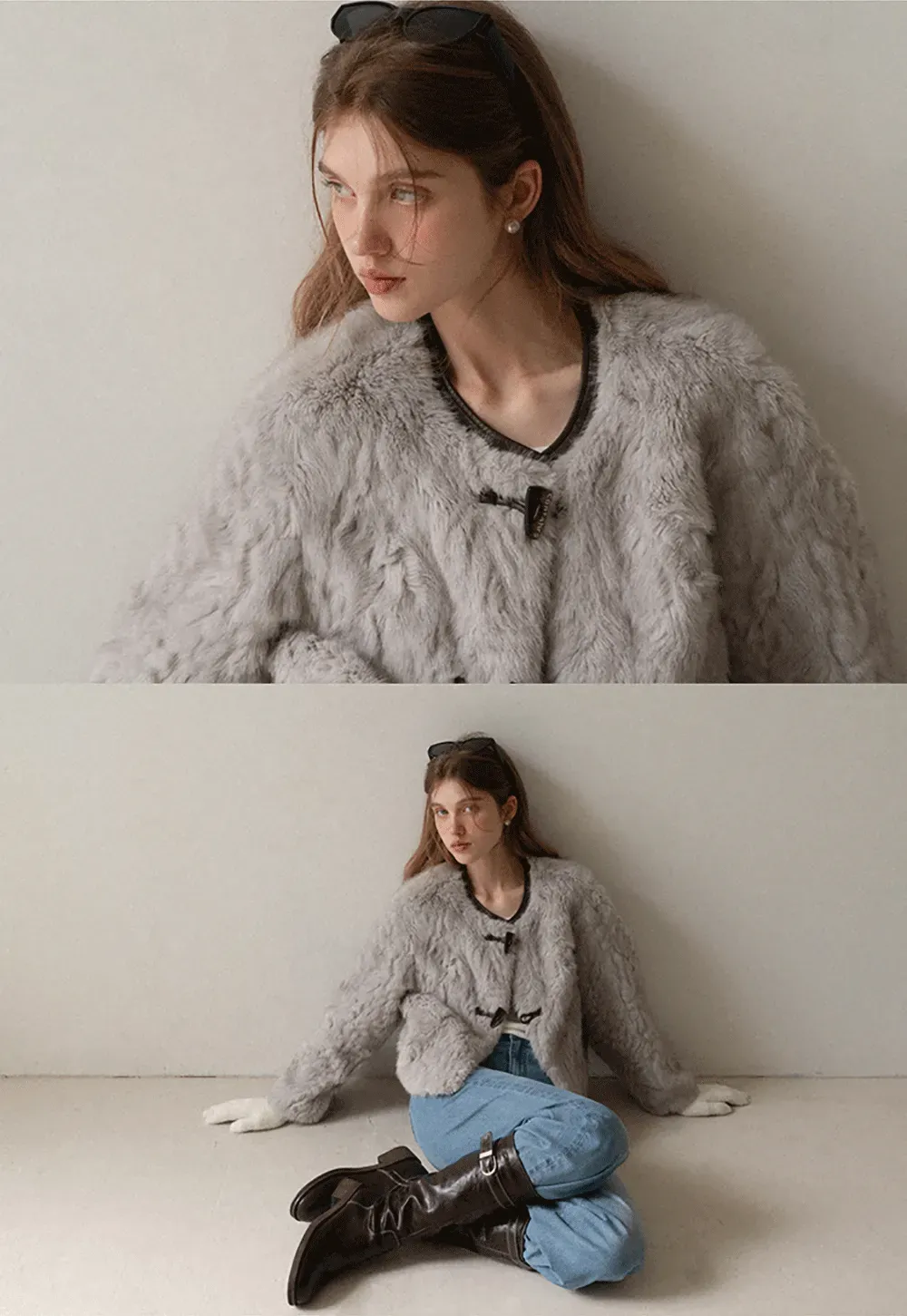 Toggle Closure Faux Fur Jacket