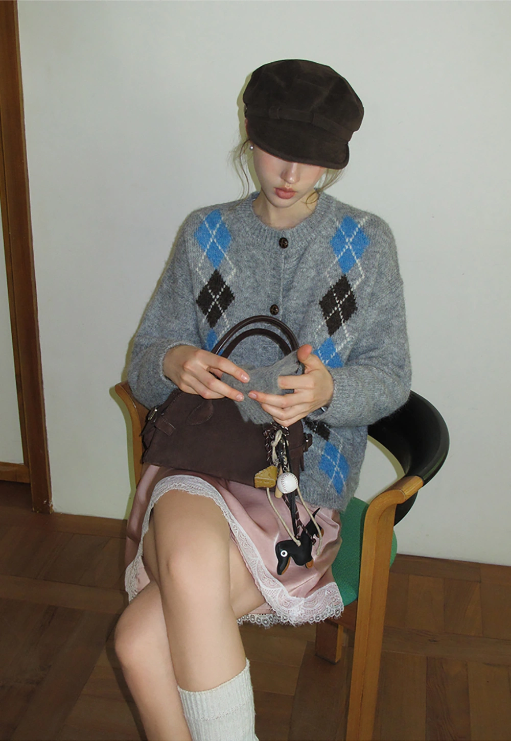 Argyle Knit Cardigan