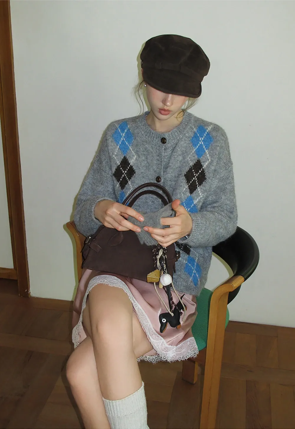 Argyle Knit Cardigan