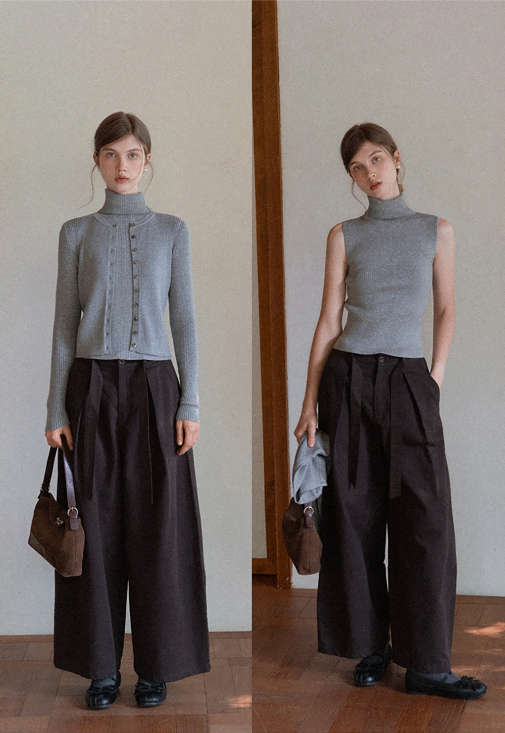 Turtleneck Tank and Long Sleeve Cardigan Set