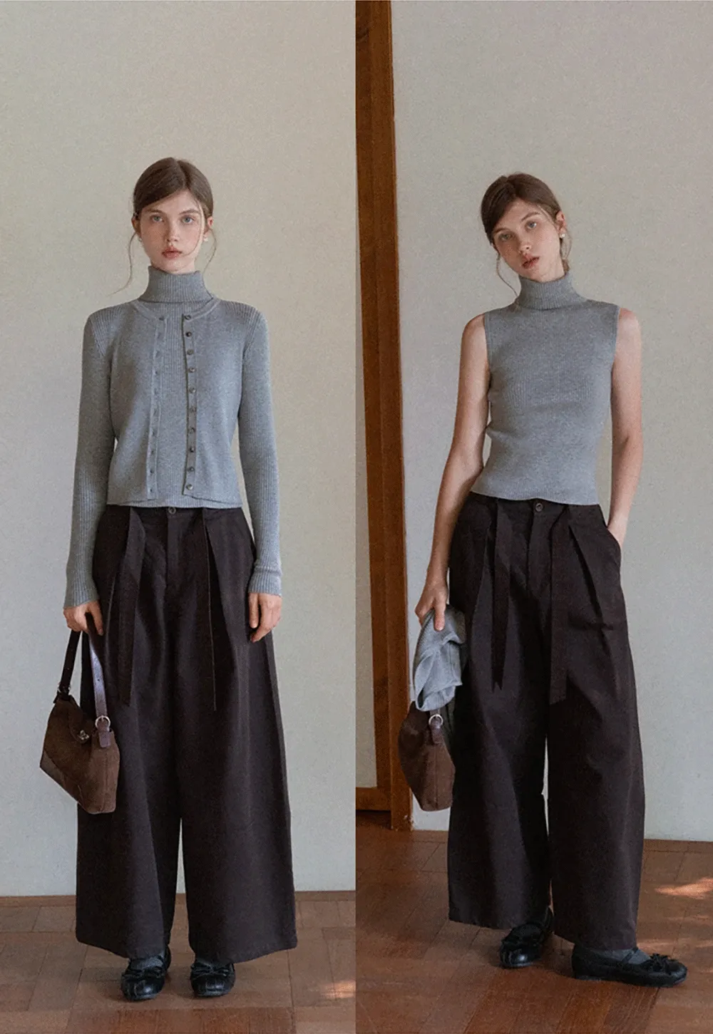 Turtleneck Tank and Long Sleeve Cardigan Set