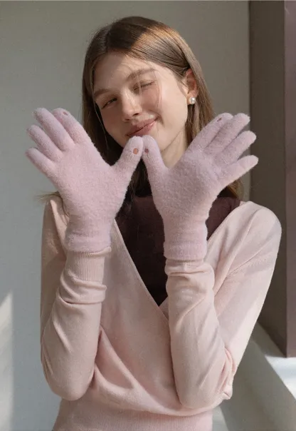 Solid Color Thick Knitted Finger Gloves