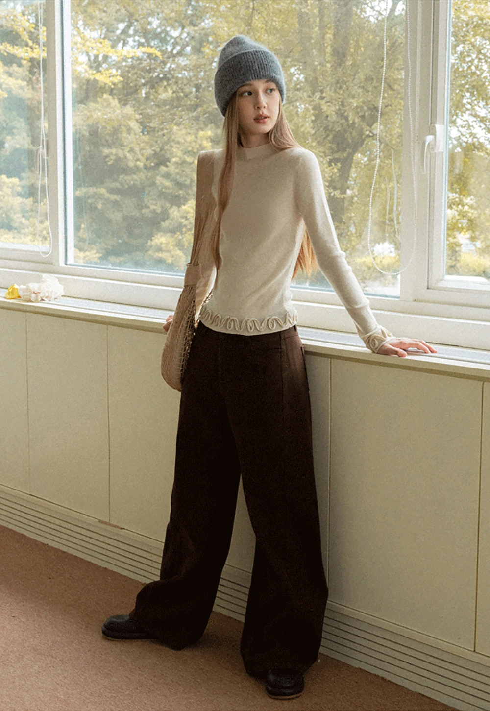 Chic Knit Sweater with Ruffle Edges