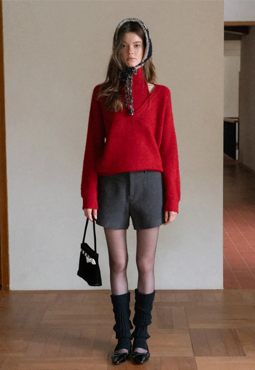 Cut-Out Layered Turtleneck Sweater