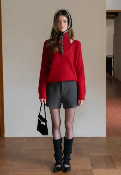 Cut-Out Layered Turtleneck Sweater