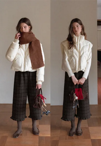 2-Way Short Puffer Jacket with Heart Pockets