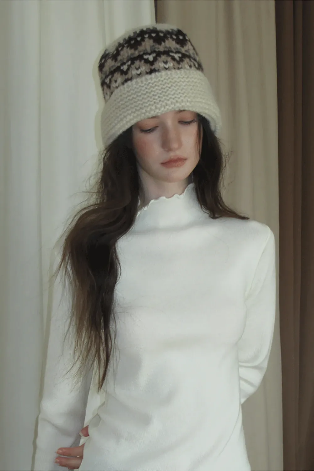 Japanese Vintage Jacquard Wool Blend Beret