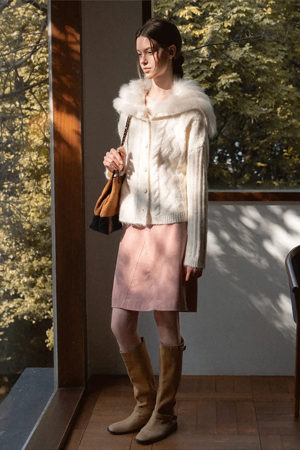 Statement Fuzzy Cable Knit Cardigan