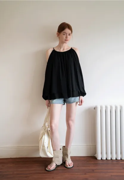 Women’s Off-Shoulder Black Blouse