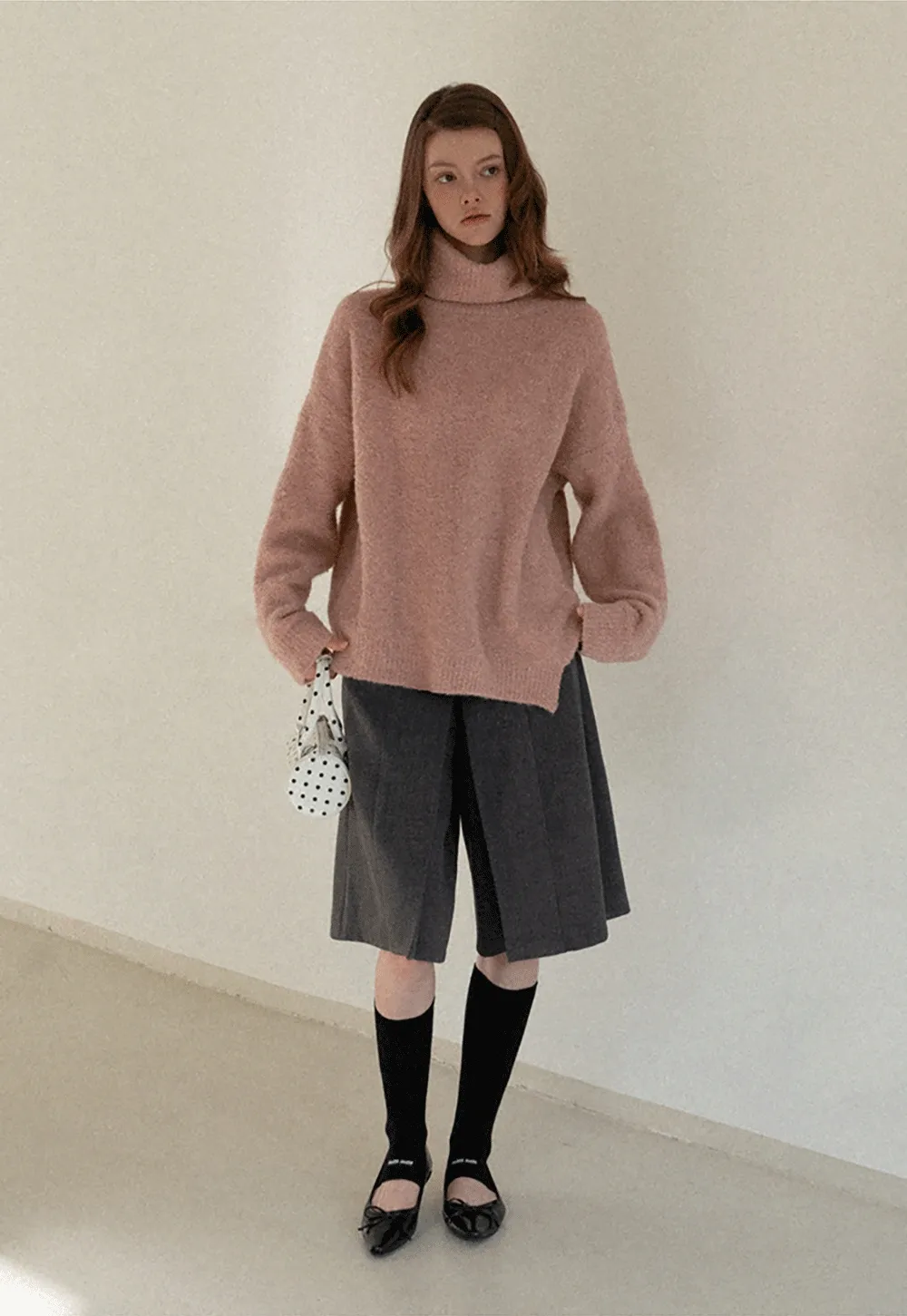 Oversized Turtleneck Knit Sweater