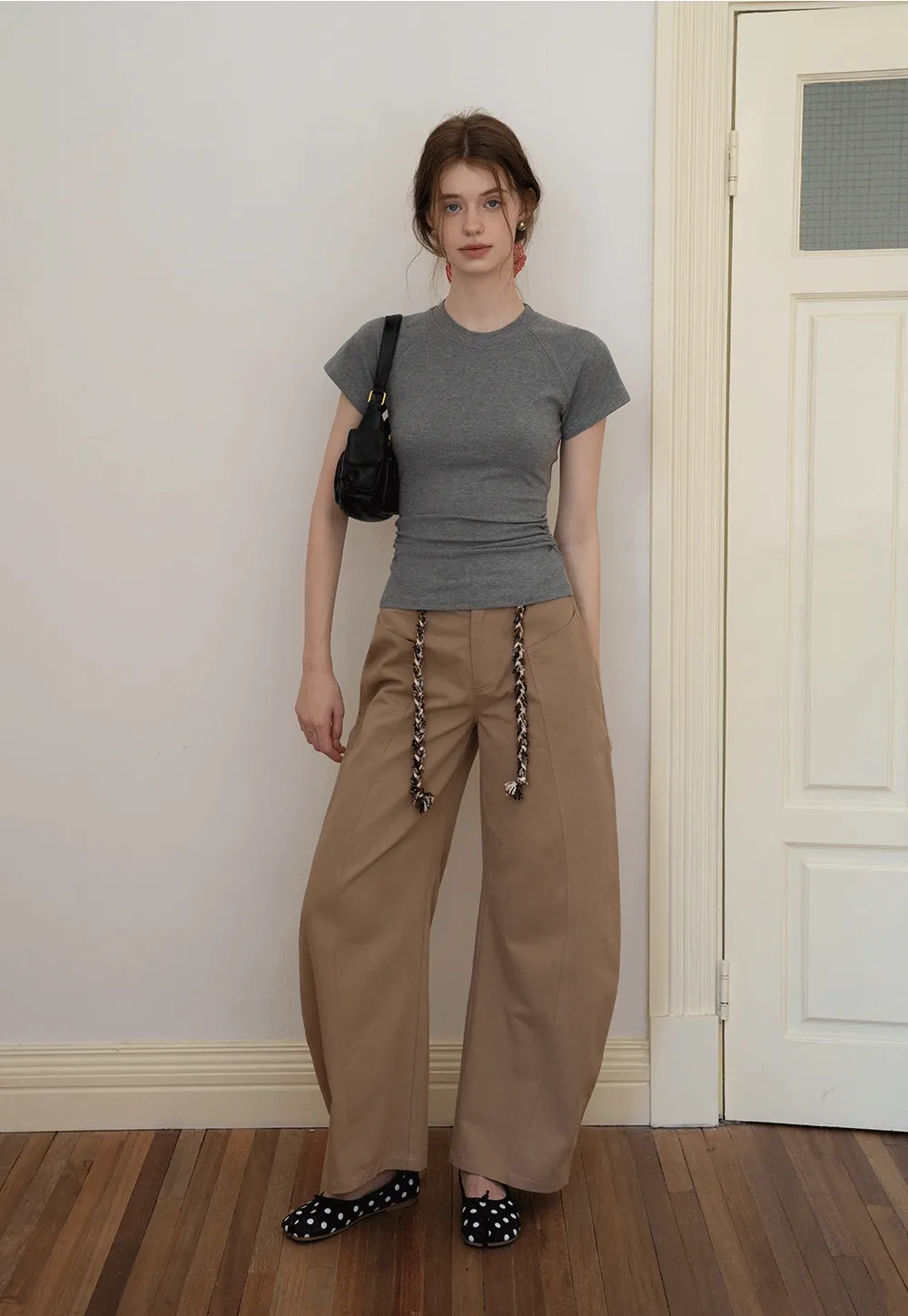 Slim Fit Side-Ruched Cap Sleeve Tee