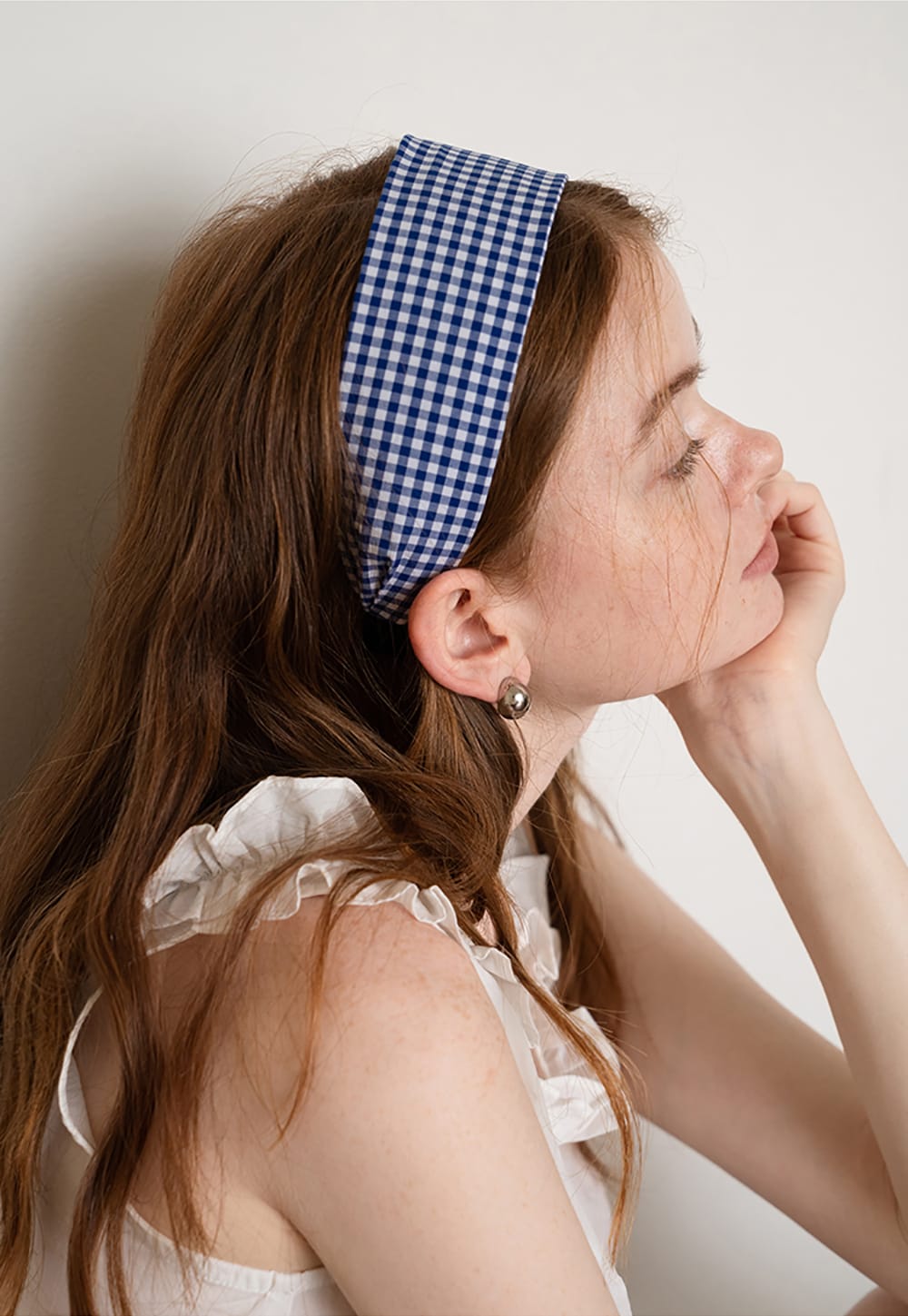 Fashionable and versatile solid color plaid wide headband