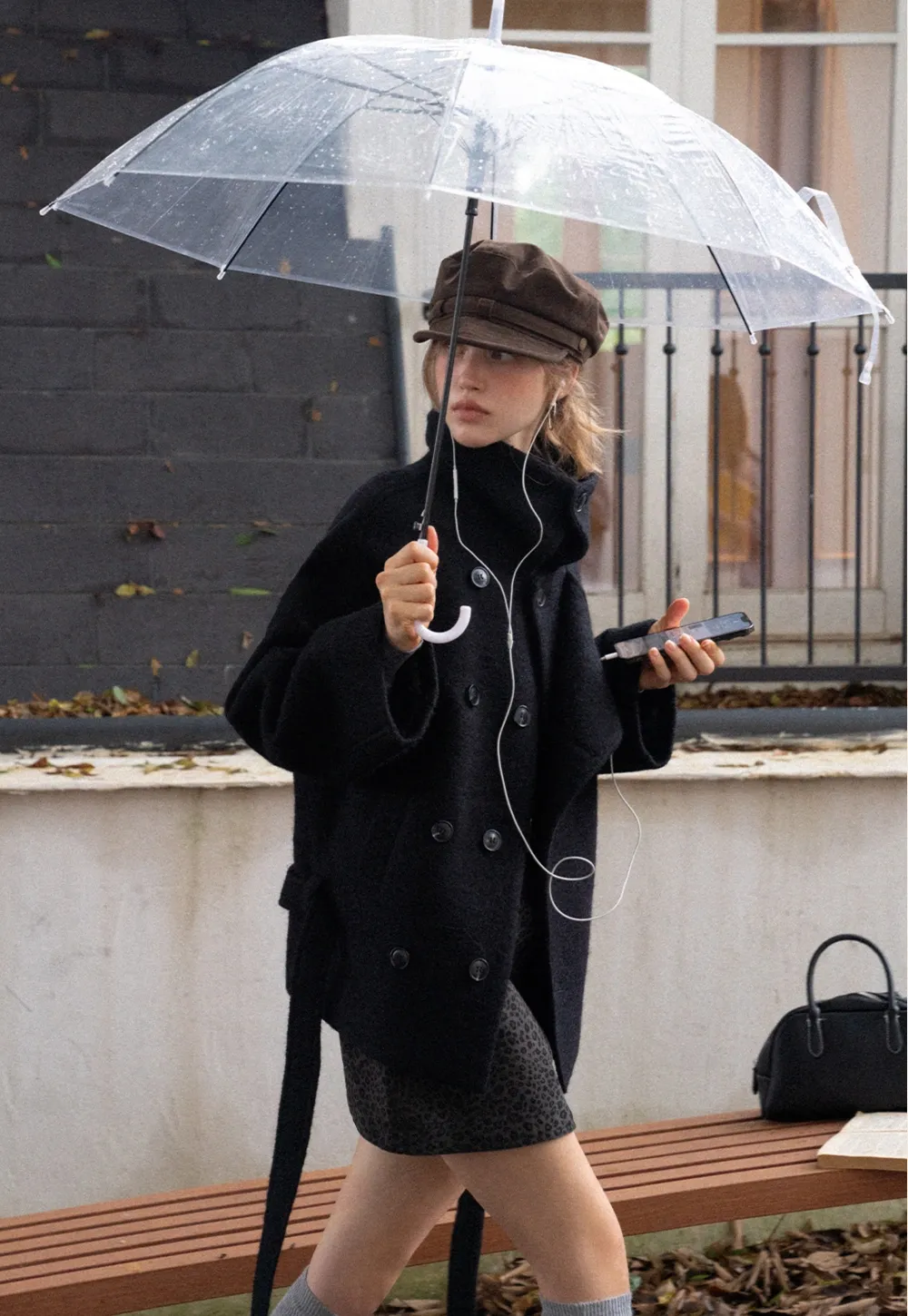 Womens Casual Wool Blend Short Coat