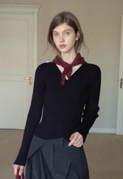 Ribbed Wrap Knit Top