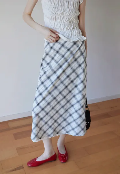 Women’s Plaid A-Line Midi Skirt