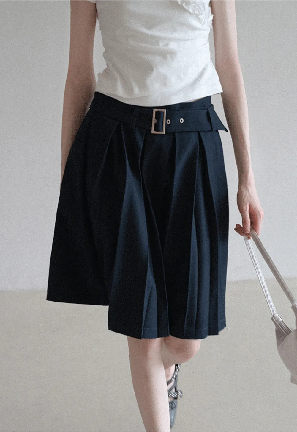 Women's High Waist Pleated Skorts with Belt