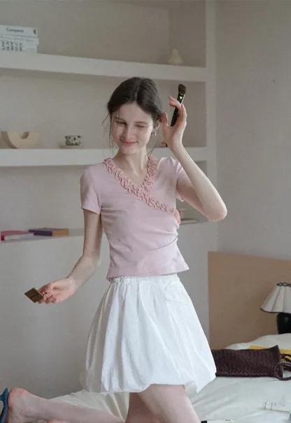 Ruched Trim Wrap Style T-Shirt