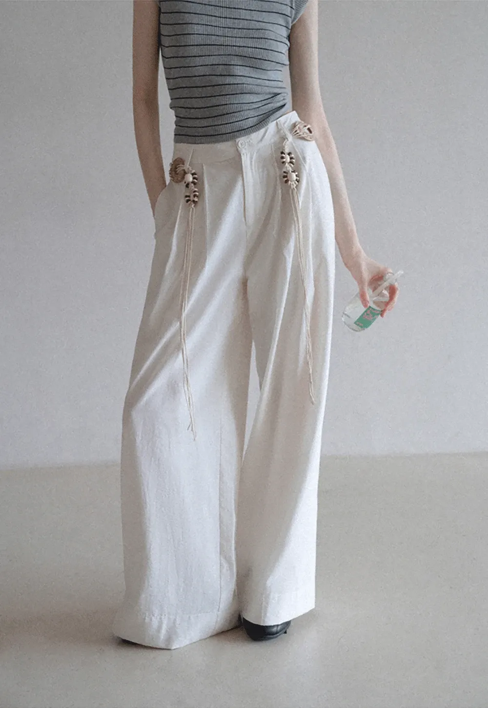 Boho Shell Tassel Wide Leg Pants
