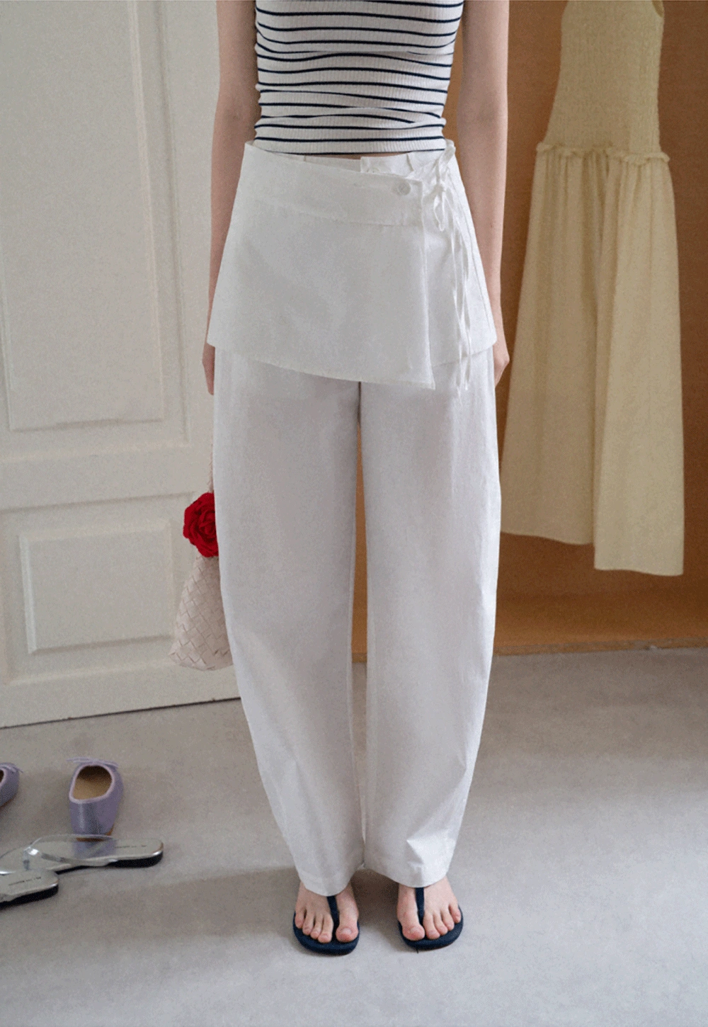 Women's Linen Pants with Detachable Flap