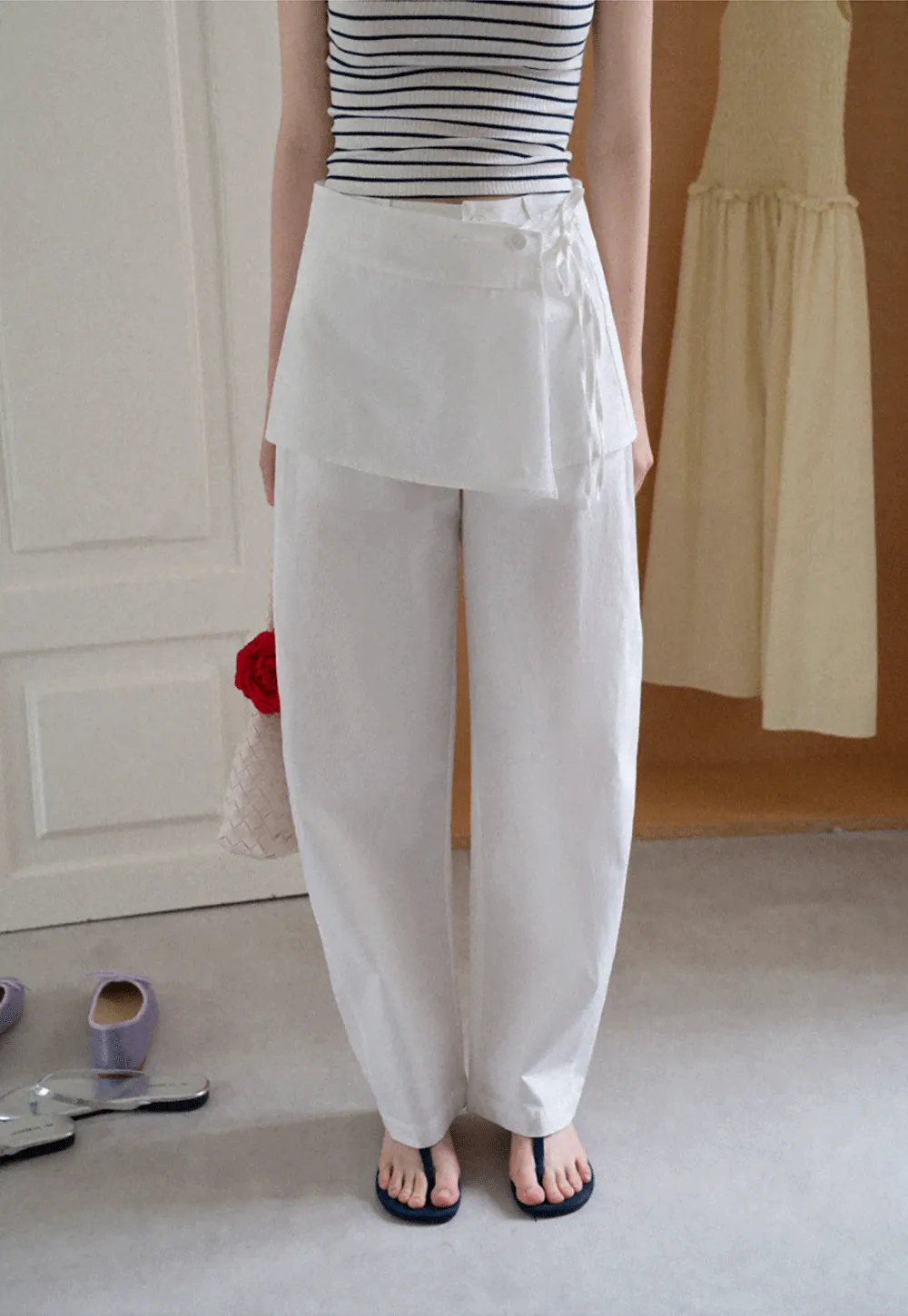 Women's Linen Pants with Detachable Flap