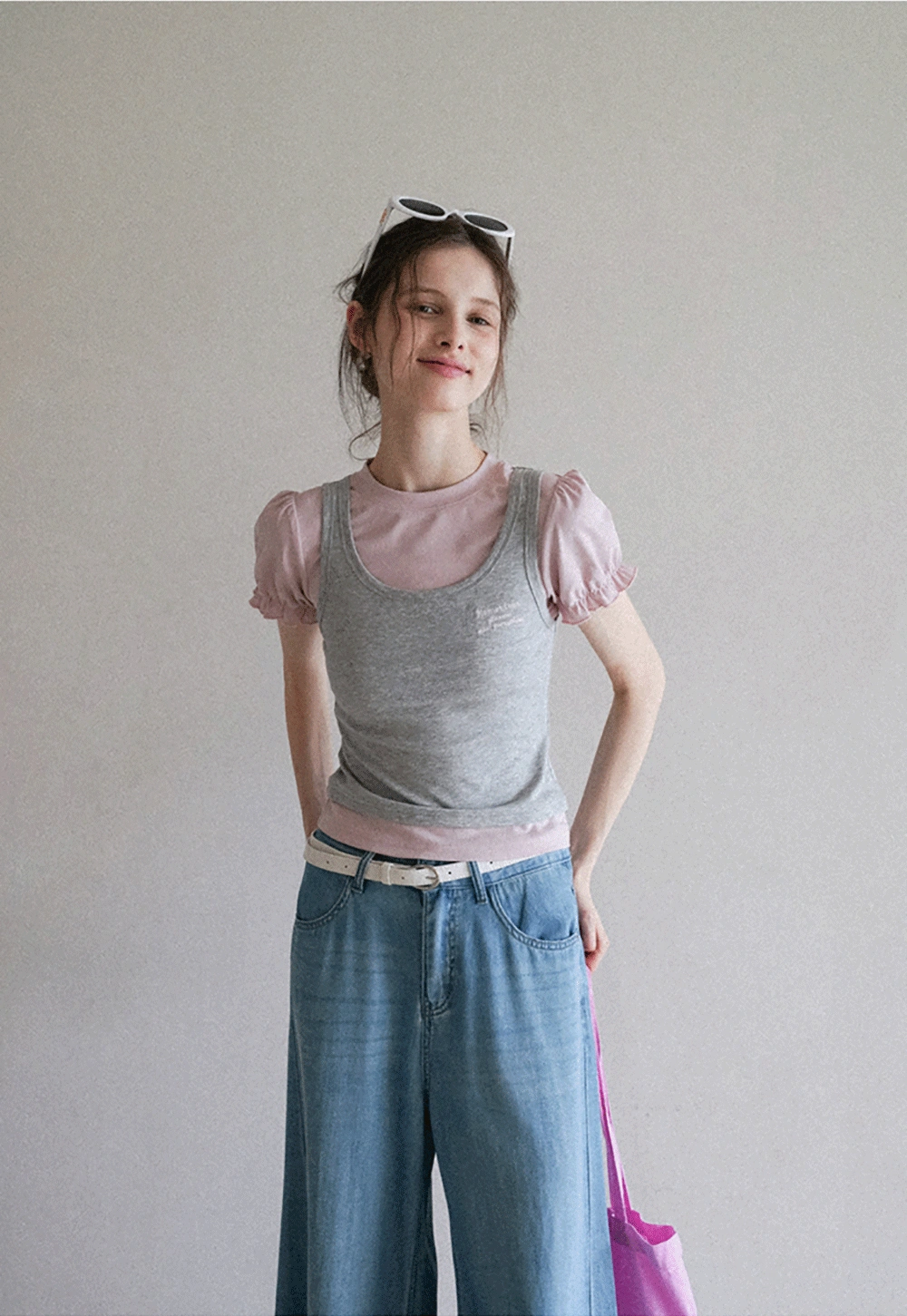 Women's Layered Look Puff Sleeve T-Shirt