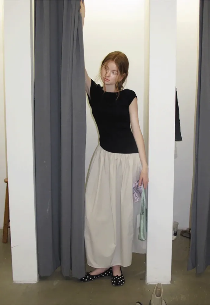 Women’s Colorblock Boat Neck A-Line Midi Dress