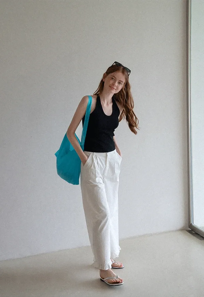 Women’s Ruffle Hem Wide-Leg Pants