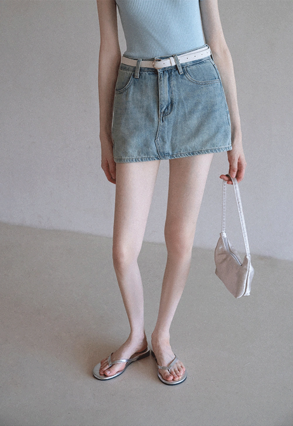 Women's High Waist A-Line Denim Mini Skirt