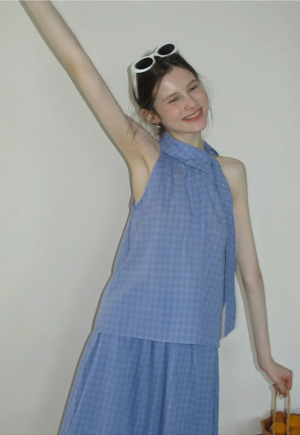 Gingham Halter Top & A-Line Skirt Set