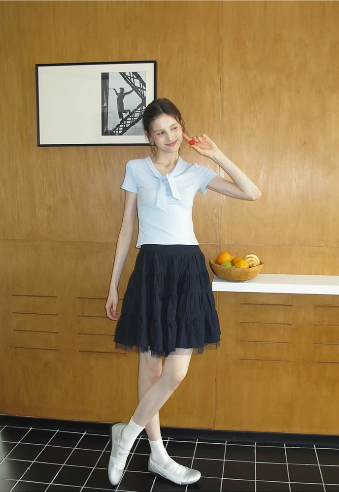Women’s Tiered Crinkle Mini Skirt