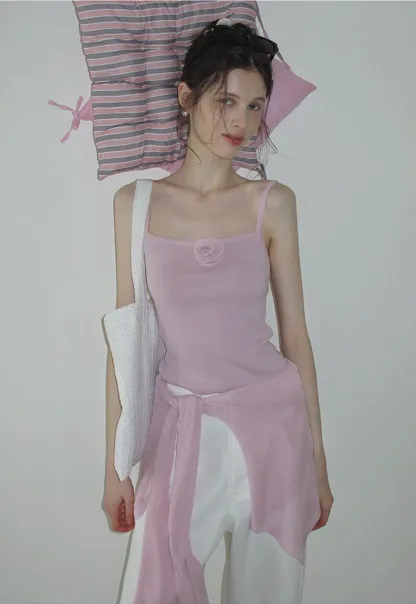 Women's Knit Cami and Sheer Cardigan Set