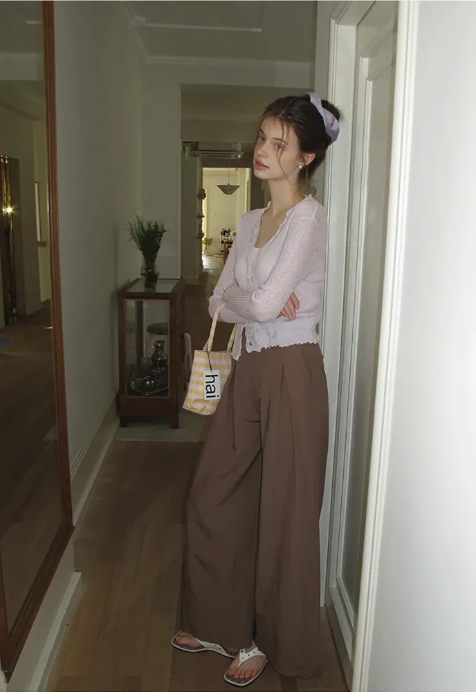 Women Ruffle Ribbed Knit Button Cardigan