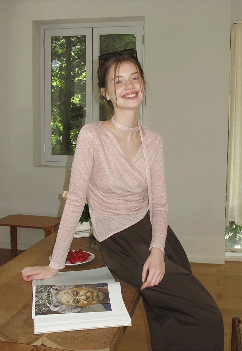 Women's High Waist Pleated Wide Leg Trousers