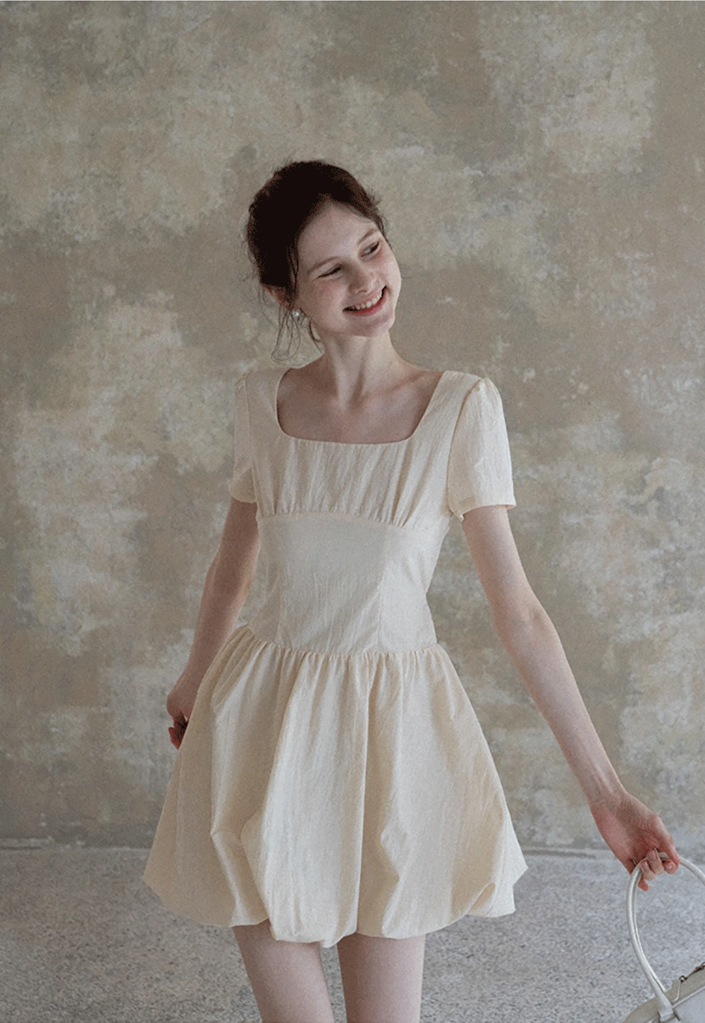 Women's Puff Sleeve Square Neck Mini Dress