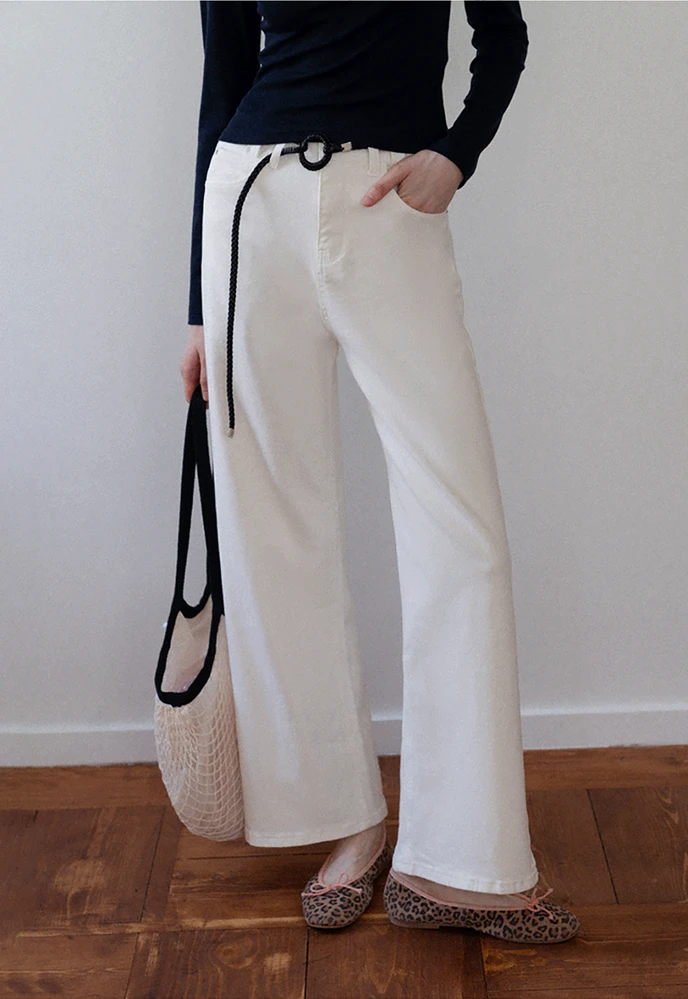 Wide Leg Jeans with Scarf Belt