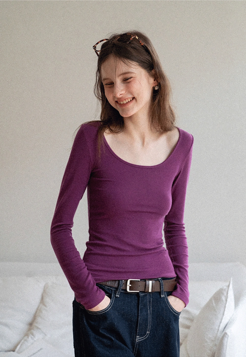 Women's Scoop-Neck Long-Sleeve Tee