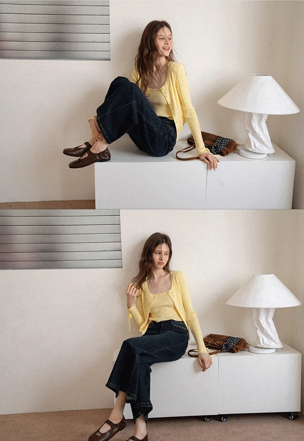 Ribbed Button Front Cardigan and Camisole Set