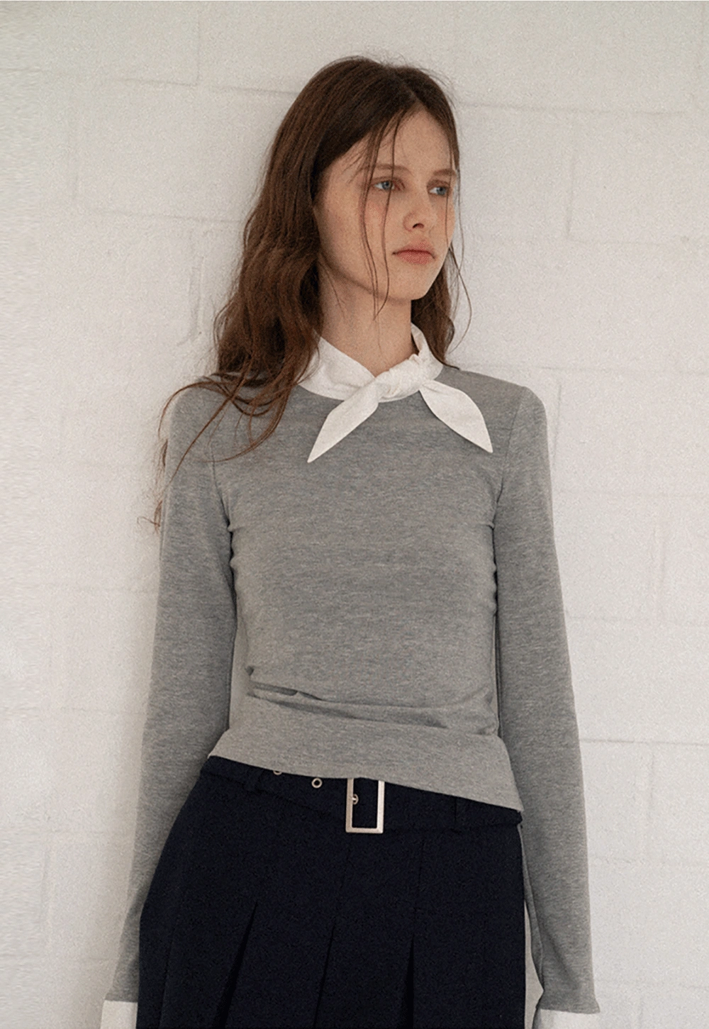 Women's Colorblock Scarf Neck Long Sleeve Top