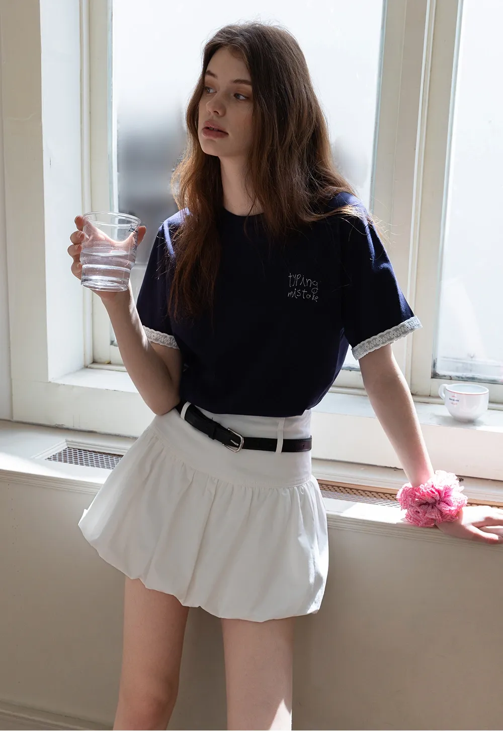 Women’s Typing Mistake Graphic T-Shirt with Lace Trim