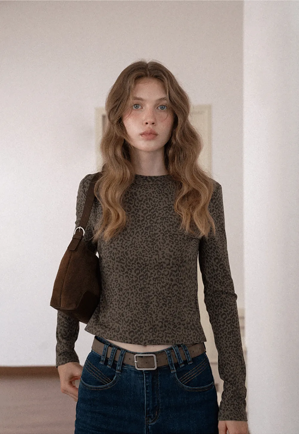 Leopard Print Long Sleeve Top