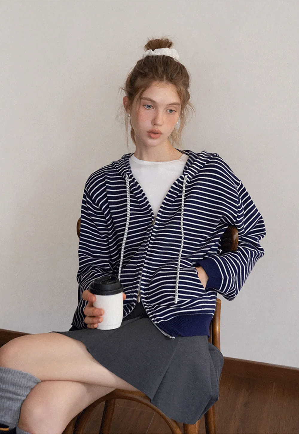 Striped Zip Up Hoodie