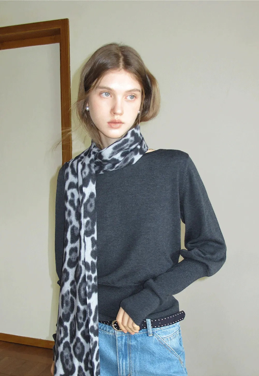 Casual Basic Knitwear, Classic Round Neck Long Sleeve Top