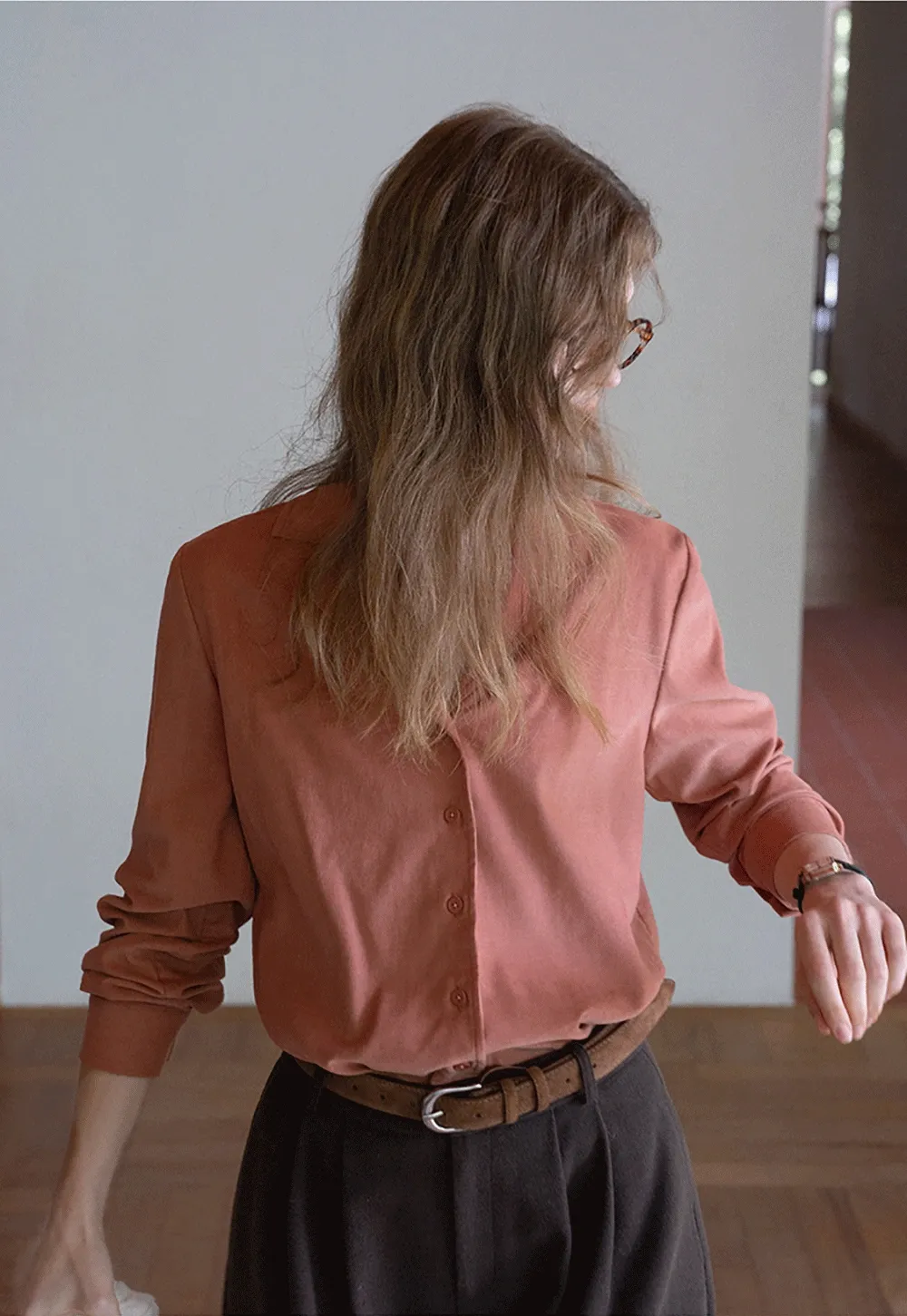 Womens Classic Lapel Collar Long Sleeve Blouse