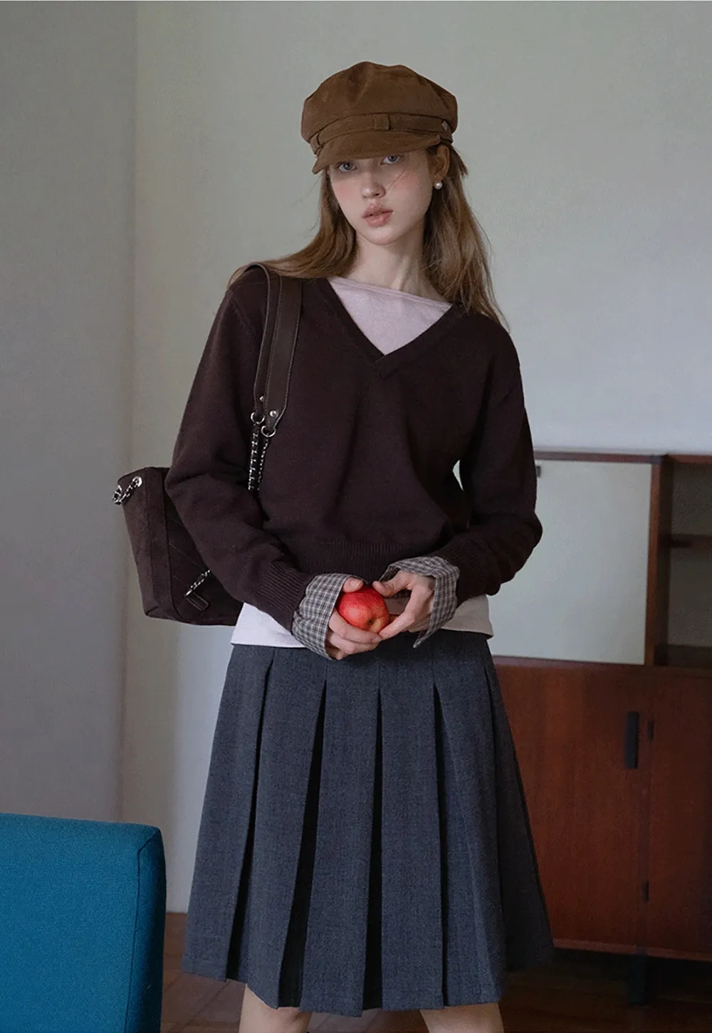 Womens V-Neck Knit Sweater