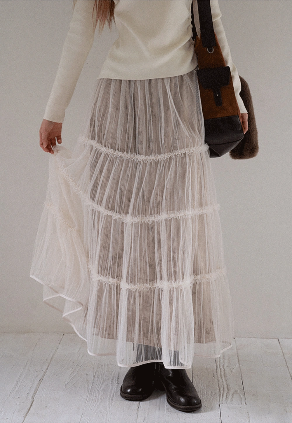 Women Romantic Layered Tulle Midi Skirt