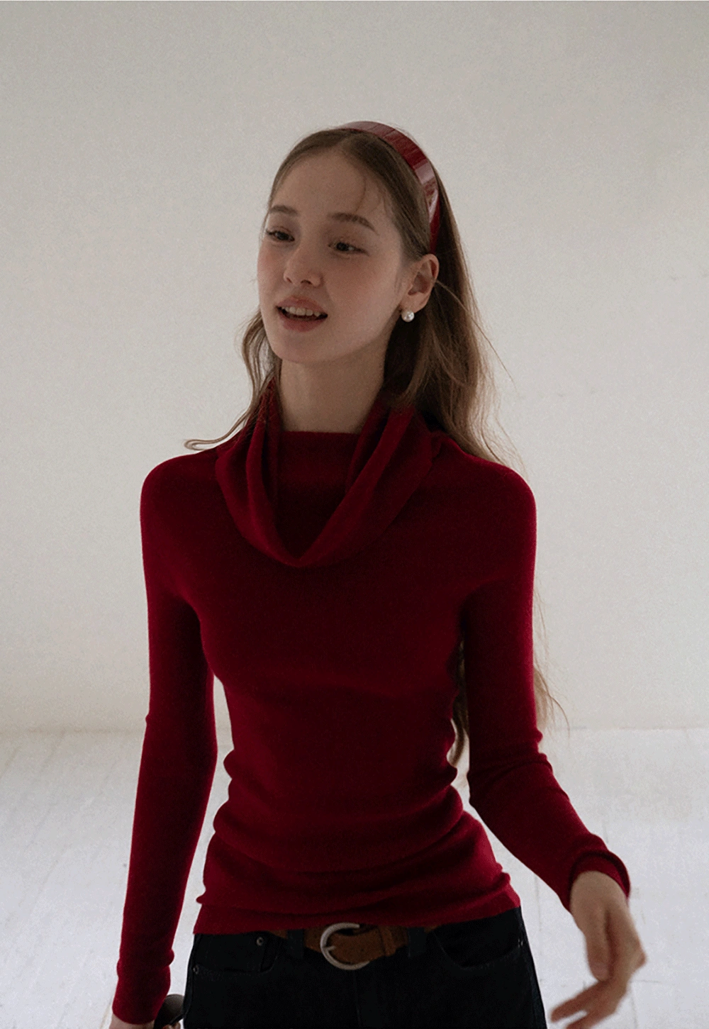 Women Off Shoulder Long Sleeve Knit Sweater Top Slim Fit